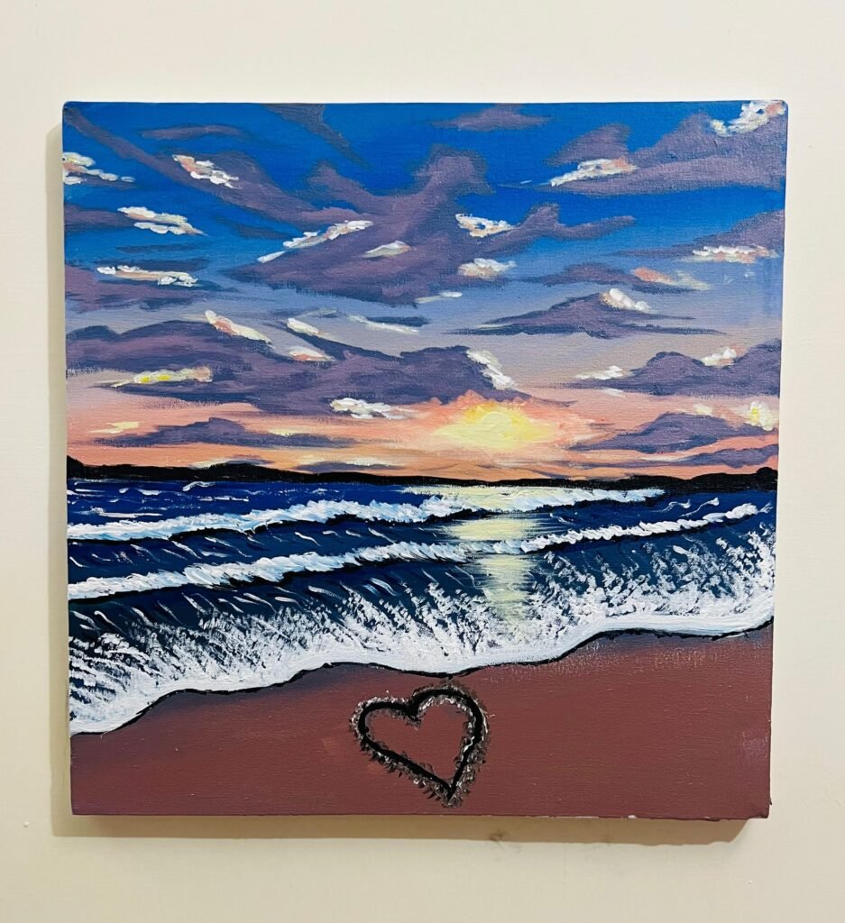 sunset beach painting